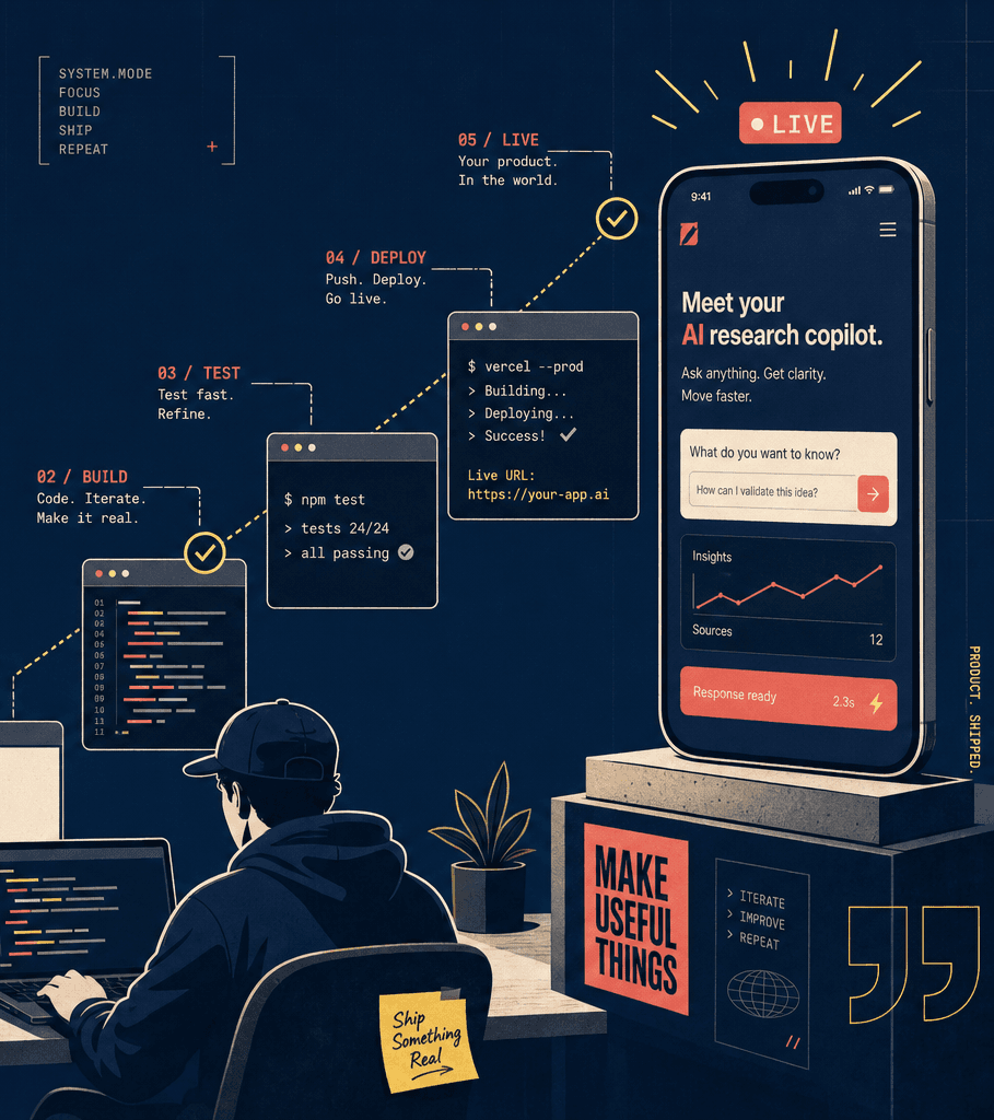 From an empty terminal all the way to a live product open on a phone